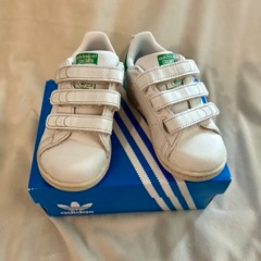 Adidas, White and Green, Toddler, Boy, 6 1/2